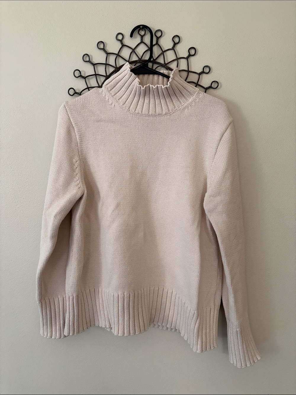 J. Crew Cream Ribbed Mock Neck Sweater